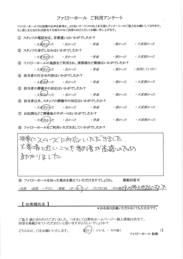 火葬場が近いことも参列者が高齢のため助かりました