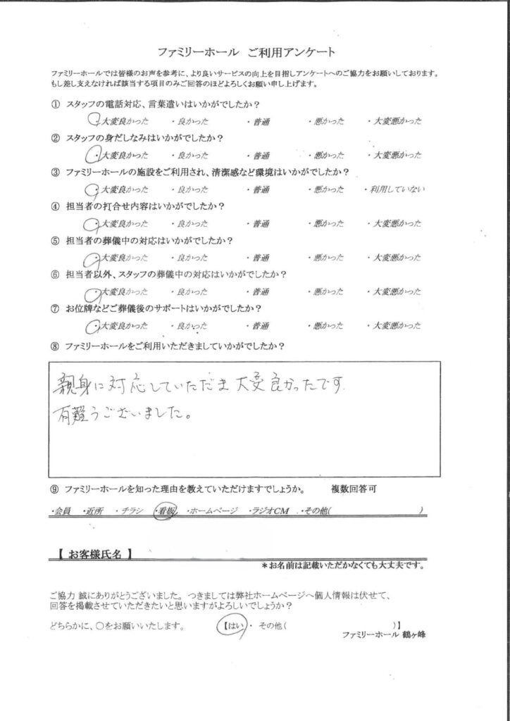 親身に対応していただき大変良かったです。有難うございました。