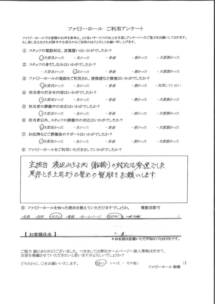 主担当の対応は秀逸でした。
