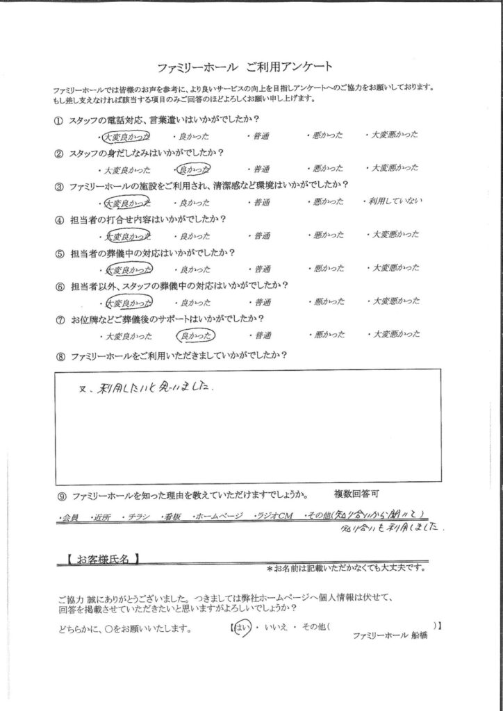 また利用したいと思いました。