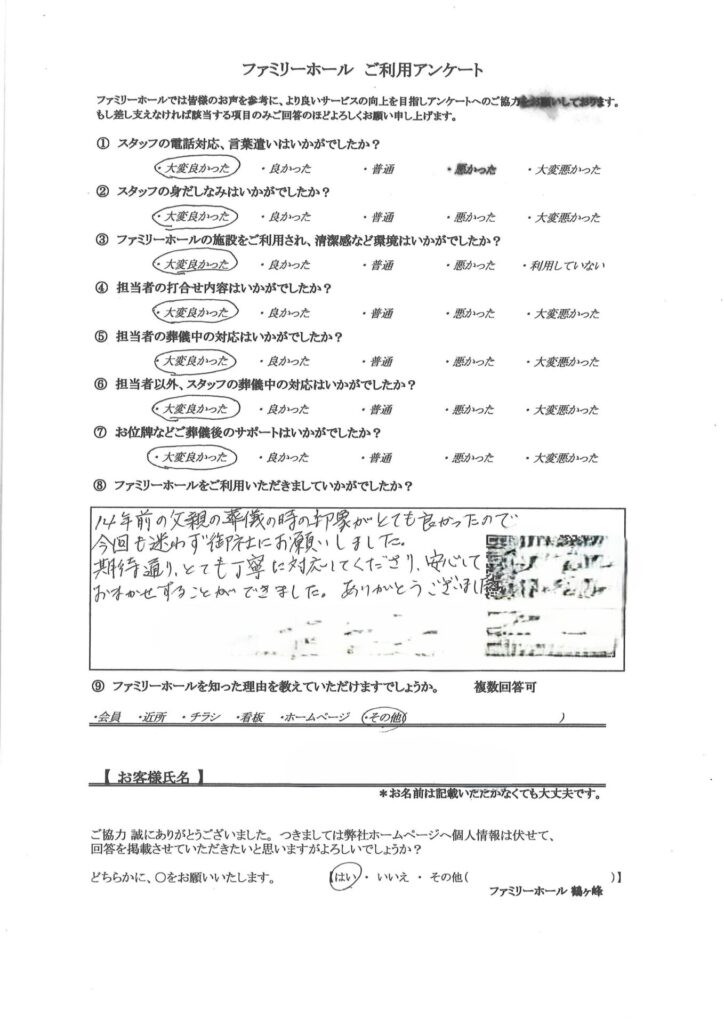 期待通り、とても丁寧に対応してくださり、安心しておまかせすることができました。
