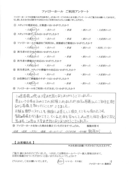 素敵な葬儀を行う事ができた