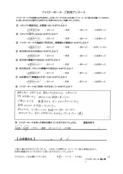 細かなことまで相談に乗ってもらい、心強かったです。