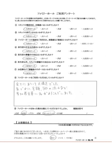 全てにおいて大満足
